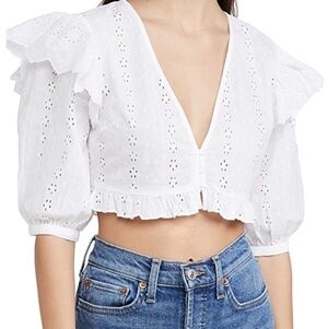 Playa Lucila Ruffle Eyelet Top